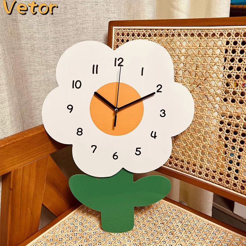 REITINGE Đồng hồ hoa đơn giản phòng khách đồng hồ treo tường im lặng đồng hồ hoạt hình văn học sáng tạo