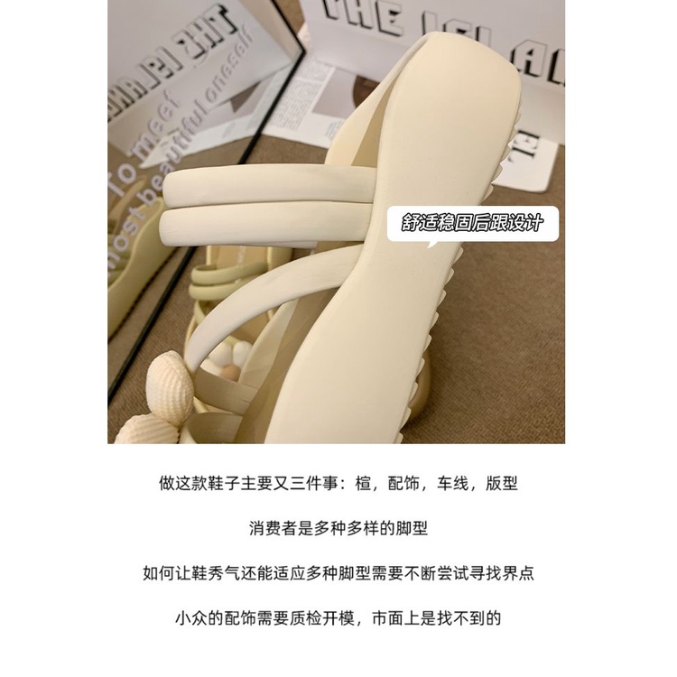 Dép hoa dép nữ influencer 2023 phong cách mới mùa hè có thể mặc bên ngoài thời trang dày-soled beach all-match anti