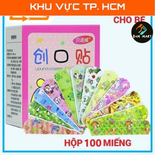  BĂNG Y TẾ cá nhân CUTE  Hộp 100 miếng  băng gâu dán vết thương chống nước và tiệt trùng băng keo hình thú dễ thương 