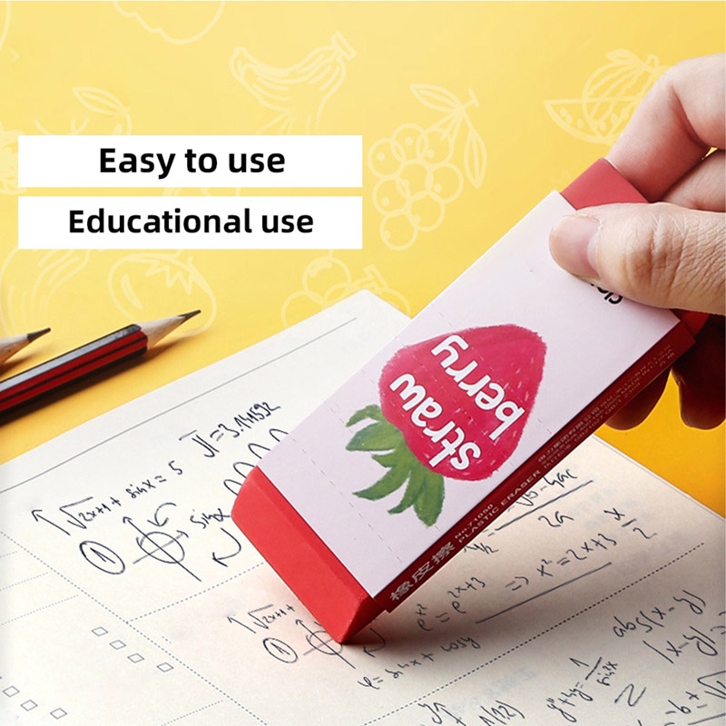 Gôm tẩy siêu to Deli hình vẽ hoa quả - cỡ lớn dùng lâu dài ít vụn tẩy sạch không gãy xóa chì 2B dành cho học sinh JP4