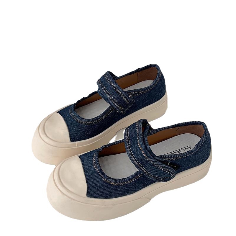 Giày mary jane đế dày của pháp dành cho phụ nữ mới cắt nông đa năng niche retro ngón chân tròn với váy và giày đơn