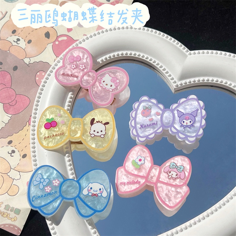 Sanrio Kuromi Cinnamoroll Giai Điệu Tóc Dễ Thương Nhựa Nơ Phong Cách Mỏ Vịt Kẹp Phụ Kiện Tóc Họa Tiết Hoạt Hình Dễ Thương Mũ Kẹp Tóc-top3C01