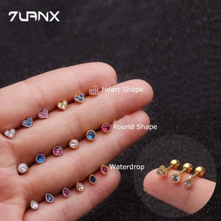 7uanX 1 Khuyên Xỏ Sụn Tai Bằng Thép Không Gỉ Helix Hình Trái Tim Tròn Và Giọt Nước - 16Gauge