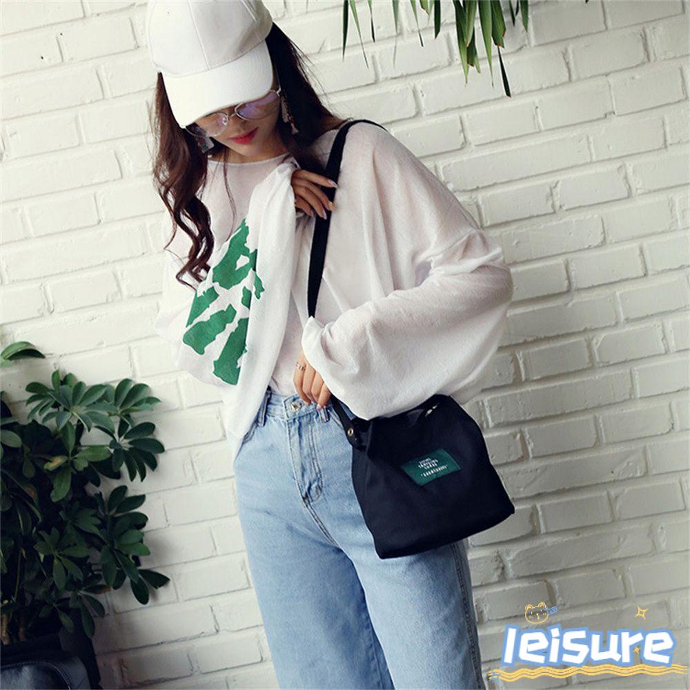 ♫Daphne♫ Túi Xách Canvas Đeo Chéo Cỡ Lớn In Chữ Thời Trang Cho Nữ