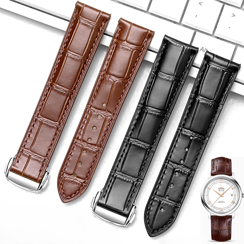 Dây Đeo Bằng Da Có Khóa Hình Bướm Phù Hợp Cho Đồng Hồ Omega 20 22mm