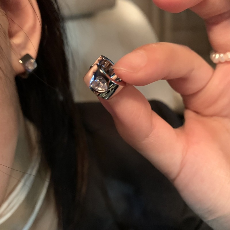 Bông Tai Dạng Vòng Đính Đá zircon Họa Tiết Trái Tim Phong Cách Pháp Thời Trang Xuân Hè Cao Cấp