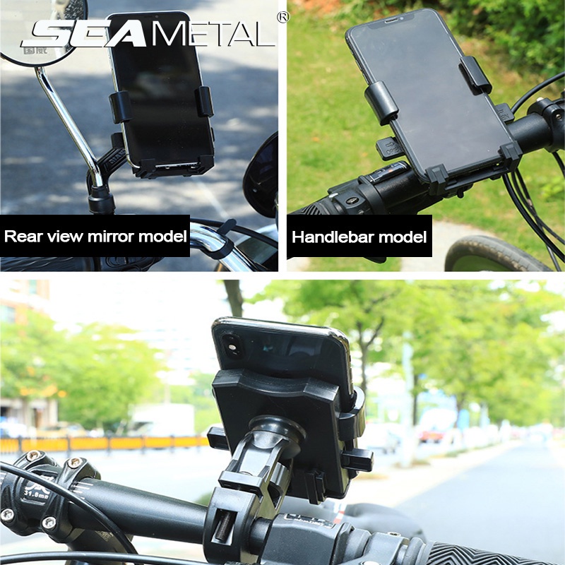 Giá đỡ điện thoại SEAMETAL 4.8-6.4 inch bằng kim loại gắn tay lái xe đạp / mô tô