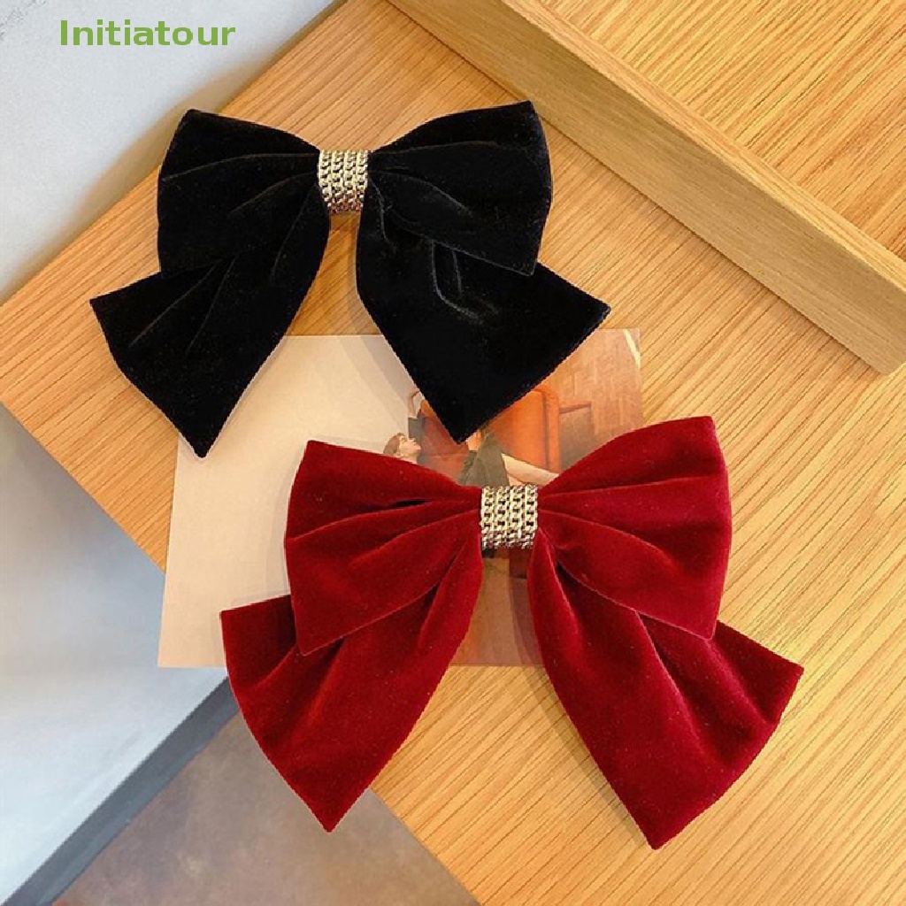 [Initiatour] Kẹp Tóc Hình Nơ Lớn Màu Đỏ Phong Cách Hàn Quốc Ngọt Ngào Cho Nữ