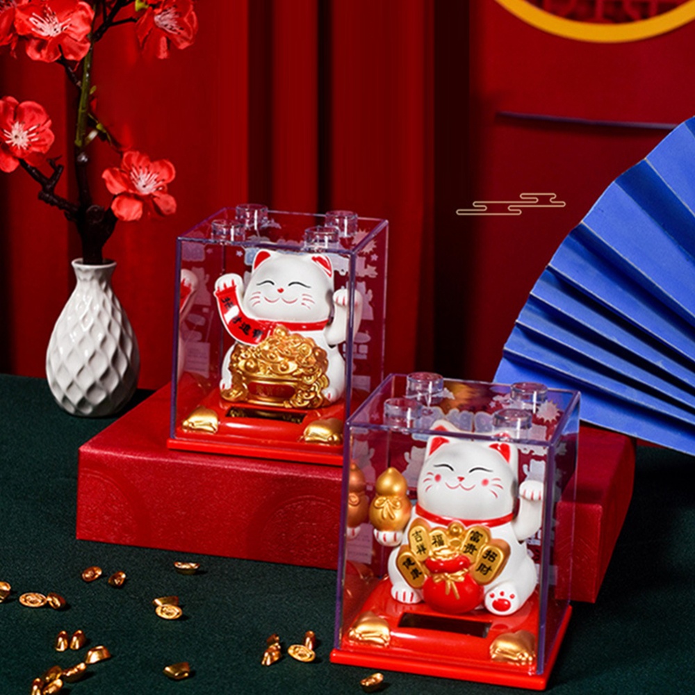 Mèo Thần Tài May Mắn Bằng Nhựa 3.15 Inches 8.3 * 8.1 * 8.1cm Trang Trí Cây Bonsai