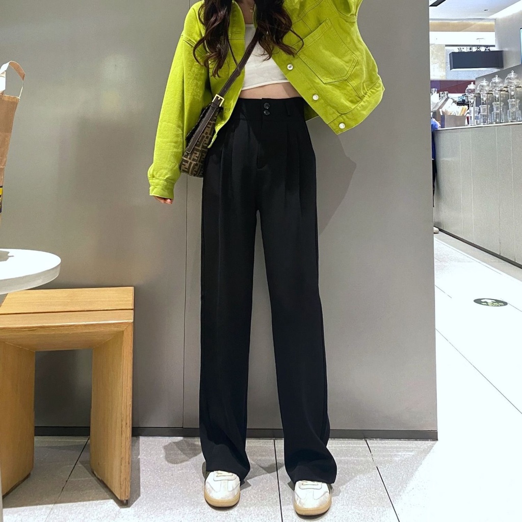 Quần Dài Lưng Cao Dáng Rộng Thời Trang Cá Tính Cho Nữ