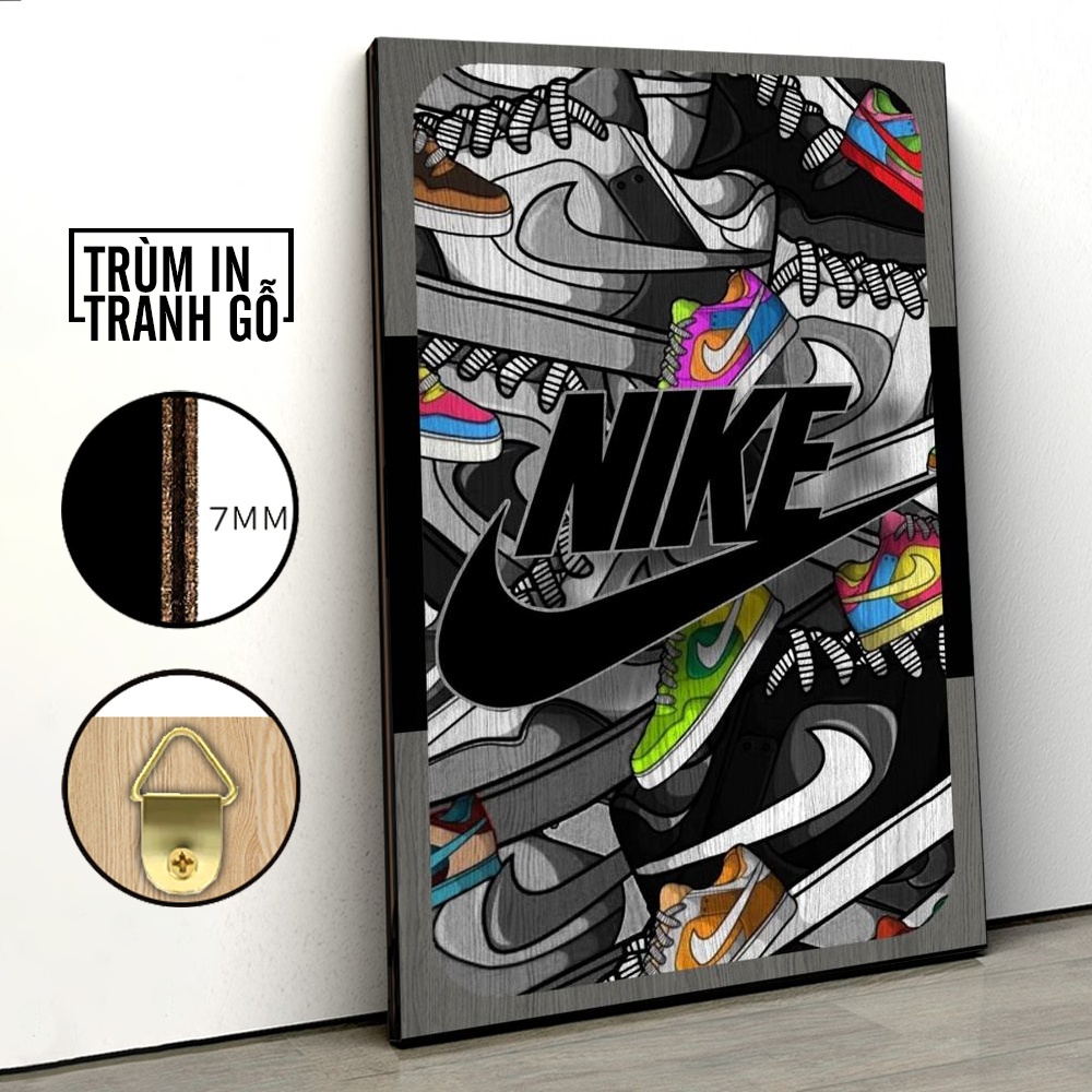Tranh in gỗ trang trí nội thất Nike Thời Trang Giày Thể Thao 7 decor phòng ngủ phòng khách văn phòng