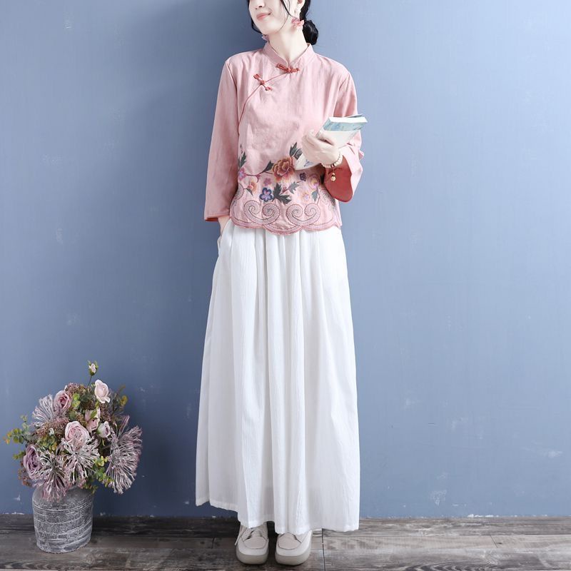 Áo Sơ Mi Tay Dài Cổ Đứng Phong Cách Dân Tộc Trung Hoa Thời Trang Mùa Xuân 2023 2023 Dành Cho Bạn Nữ