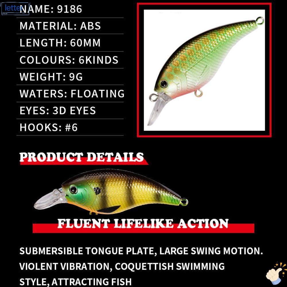 Mồi Câu Cá Giả Bằng Nhựa Cứng 9g / 6cm Mắt 3D