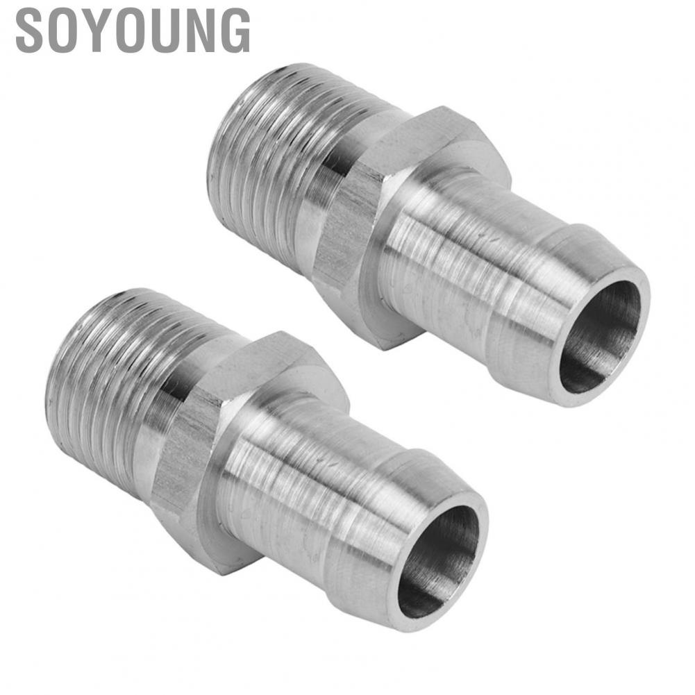Soyoung 1/2in NPT To 5/8in Barb Connector  Deeper Threads Leakage Proof Heater Intake Manifold Adapter 2 Pcs Tight Connection Slip for Car
