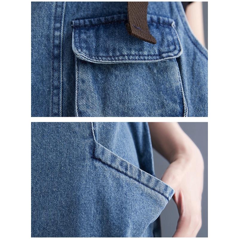 Quần Yếm Denim Dáng Rộng Phong Cách Cao Bồi Hàn Quốc Mới 2023