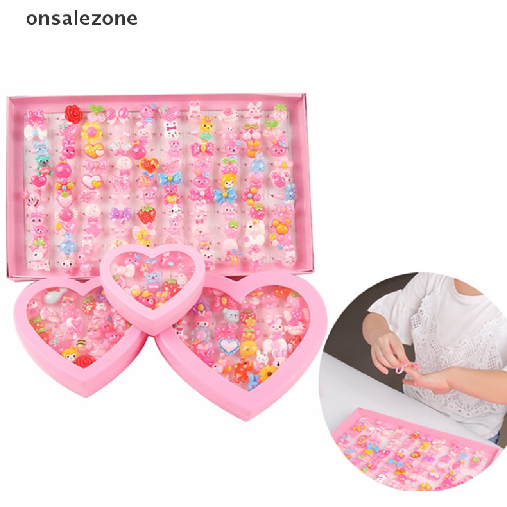 Set 10 Nhẫn Hoạt Hình Công Chúa / Nơ / Kẹo Dễ Thương Cho Bé Gái