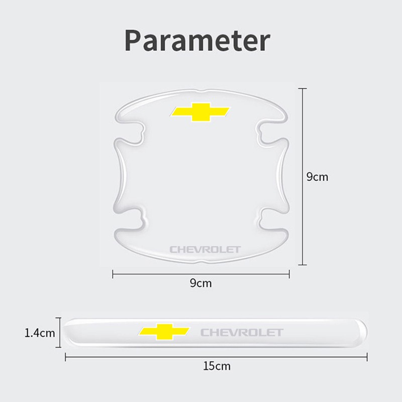 Set 10 Miếng dán Silicon Chống Xước Tay cửa, Hõm cửa ô tô có logo Chevrolet