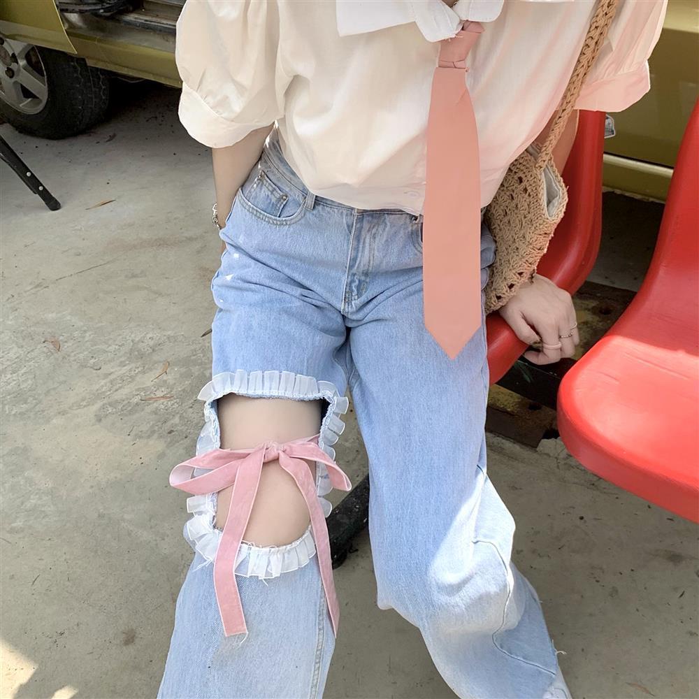 Quần Jean Lưng Cao Dáng Rộng Thiết Kế Mới Thời Trang Theo Phong Cách Hàn Quốc Cho Nữ