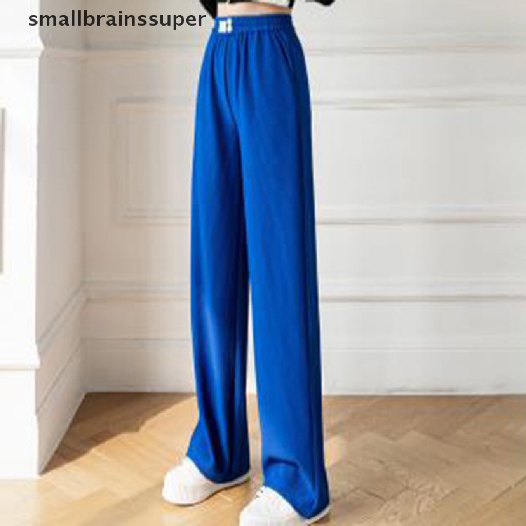 Quần ống rộng Lưng Cao Co Giãn Màu Trơn Thời Trang Xuân Hè Cho Nữ