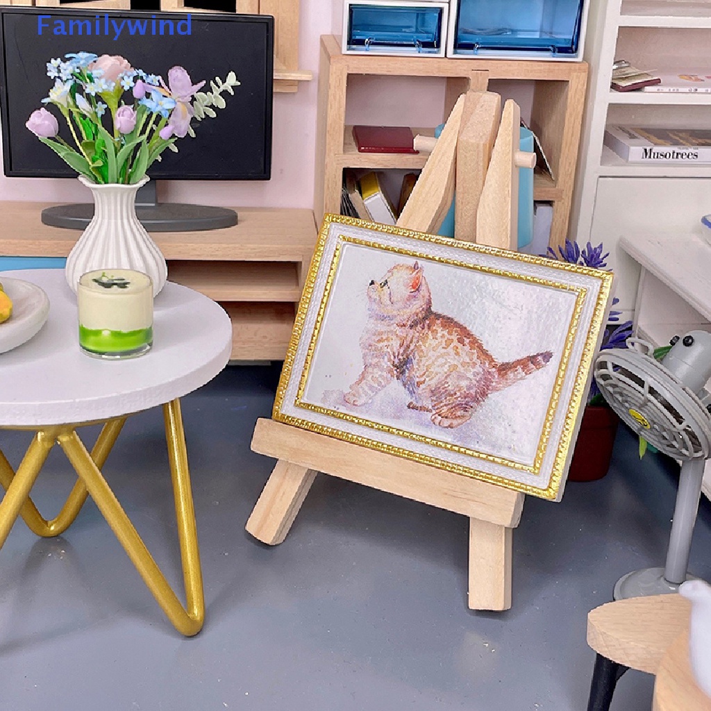 Sticker Dán Tường Họa Tiết Mèo Dễ Thương Bắt Mắt Cho Nhà Búp Bê 1: 12