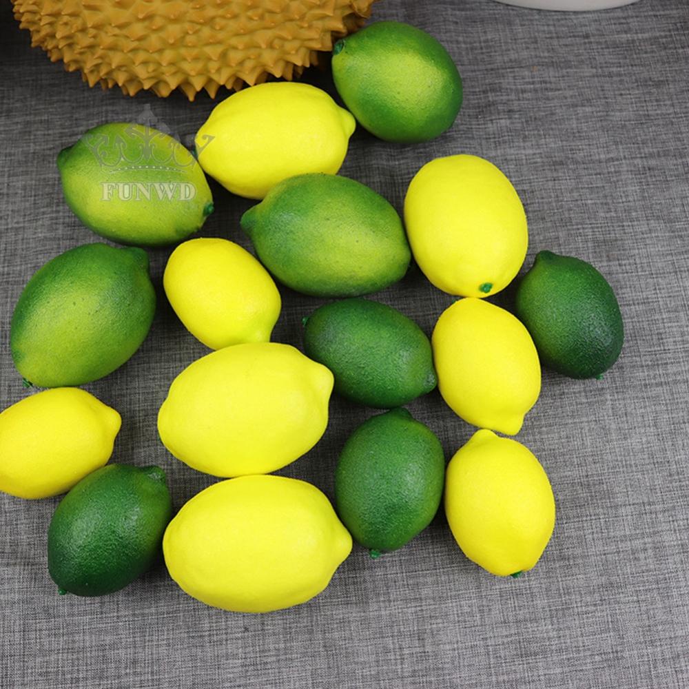 【FUNWD】6Pcs Artificial Lemons Plastic Fake Fruit For Home Decoration Photography Props