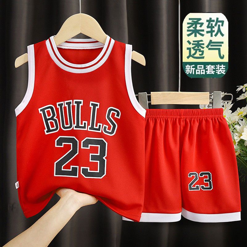 Bộ vest trẻ em phù hợp với đồ thể thao bóng rổ áo sơ mi nữ trung và lớn lưới trẻ em nhanh khô Bộ 2 món