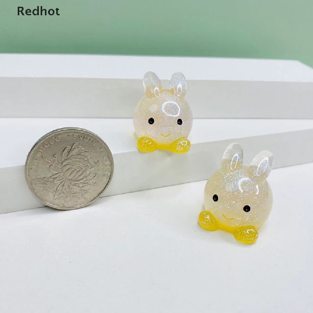 &lt; Redhot &gt; Bộ 2 Đồ trang trí Thỏ Dạ Quang Bằng Nhựa Resin Dễ Thương Trang Trí Tiểu Cảnh