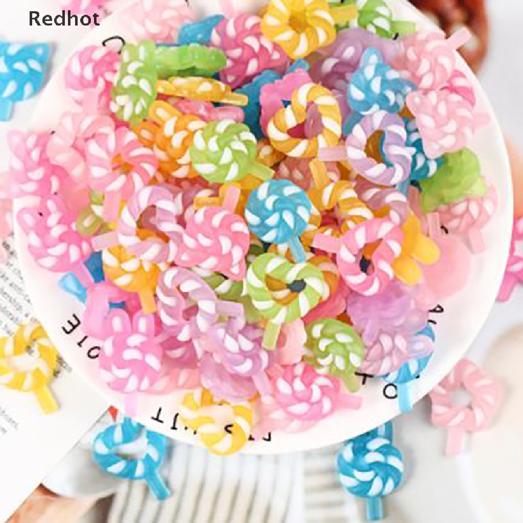 < Redhot > Set 10 Kẹo Mút Nhựa Phát Quang Trang Trí Ốp Điện Thoại Màu Sắc Ngẫu Nhiên DIY
