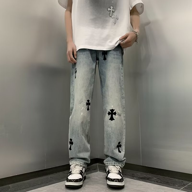 Quần Jeans Ống Loe Dáng Suông Phong Cách Hiphop Dành Cho Nam Giới