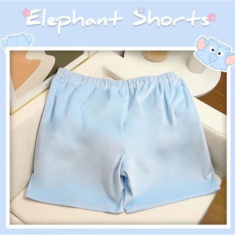 Mushiqi Quần Short Dáng Rộng Co Giãn Mặc Ở Nhà Họa Tiết Chú Voi Dễ Thương Dành Cho Nam Và Nữ | BigBuy360 - bigbuy360.vn