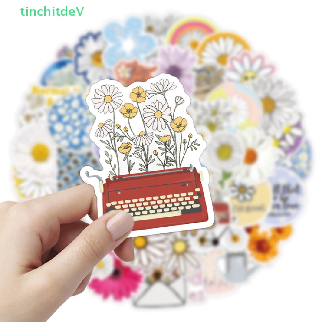 Bộ 50 Miếng Dán Hình Hoa Cúc Graffiti Trang Trí Vali / Laptop / Điện Thoại / Ván Trượt