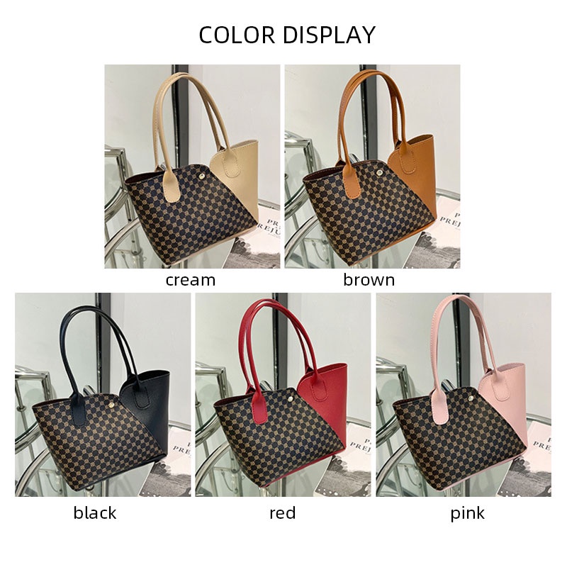 MISCHA Túi Xách Da Pu Cỡ Lớn In Họa Tiết Đơn Giản Phong Cách Retro Cho Nữ