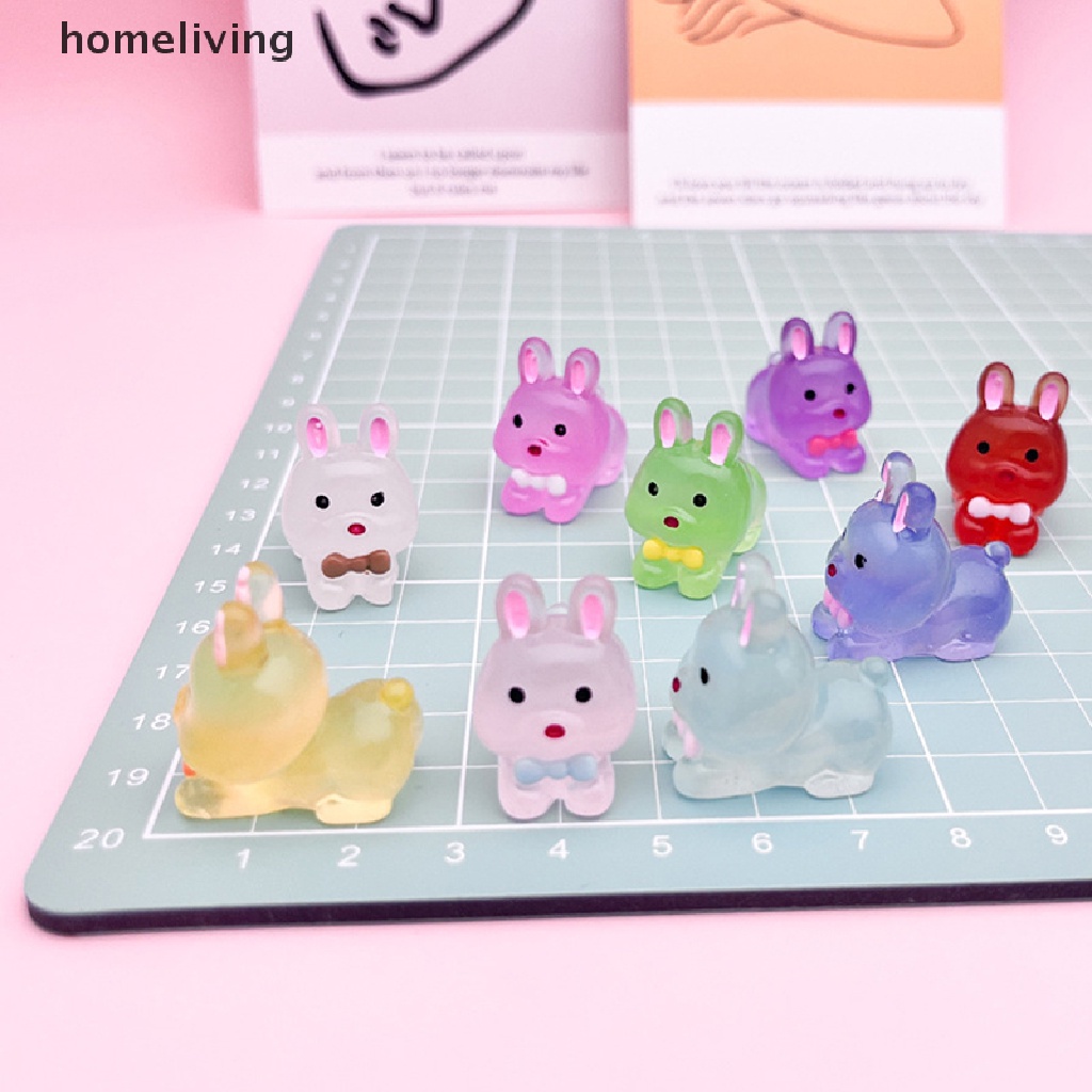 Bộ 2 Mô Hình Thỏ Lumionus Mini Bằng Nhựa Resin Dễ Thương Trang Trí Nhà Cửa / Xe Hơi