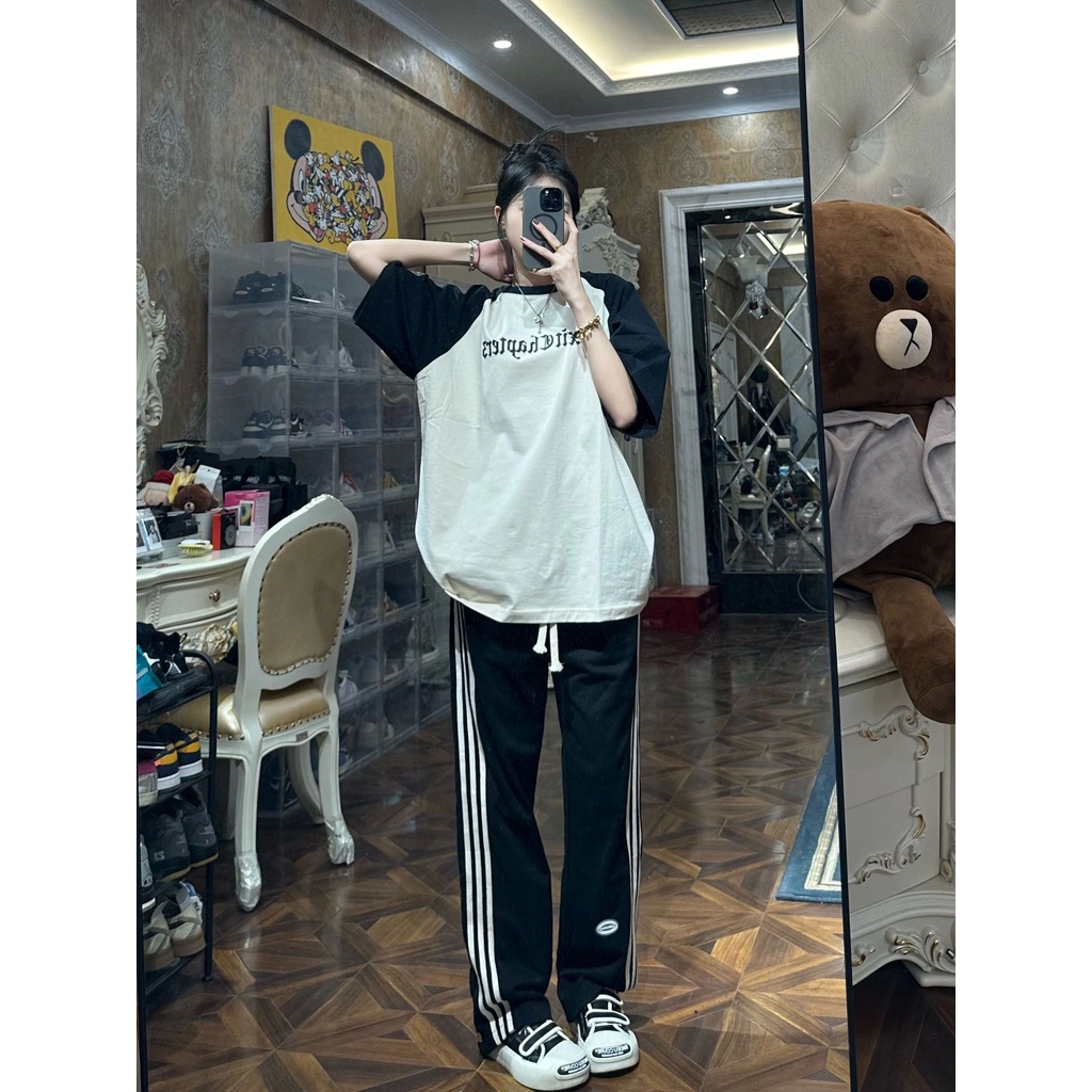 Áo Thun Cotton Tay Ngắn Dáng Rộng In Họa Tiết Độc Đáo Phong Cách Hàn Quốc Thời Trang Cho Nữ