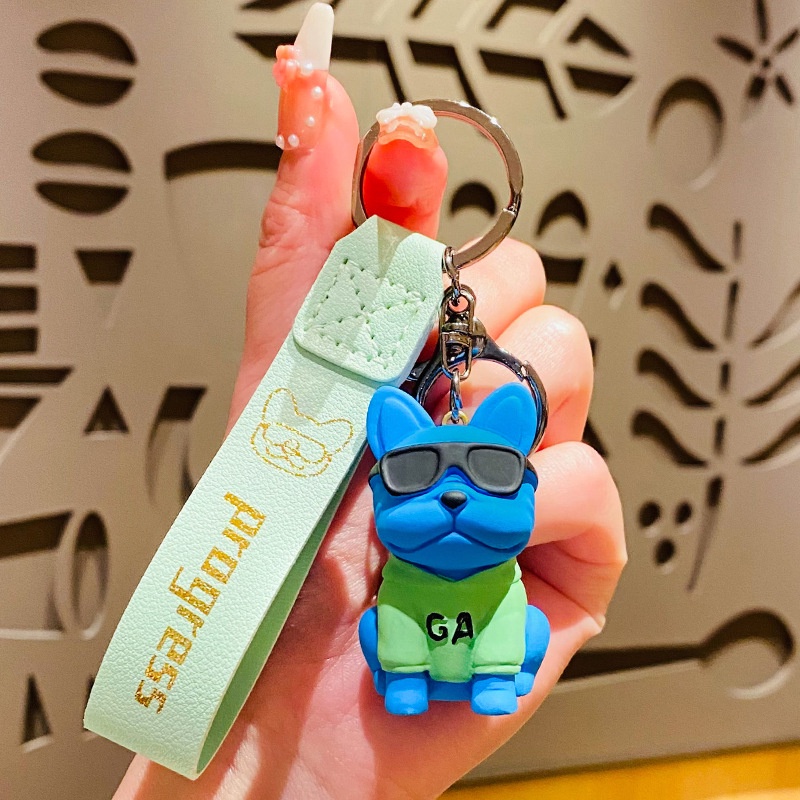 Móc Khóa Hình Chú Chó Đeo Kính Mát Hoạt Hình Sáng Tạo Độc Đáo
