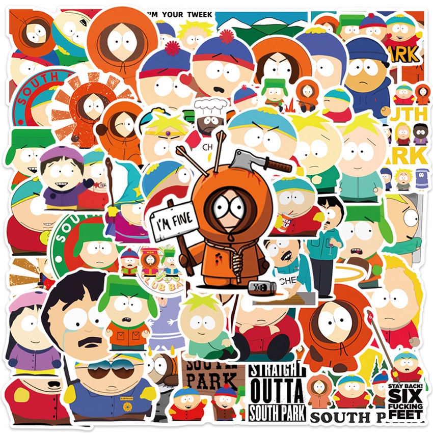 50 Cái / Bộ ❉ Set 05 Miếng Dán Trang Trí Dòng South Park Series 05 ❉ Sticker Dán Tường Chống Thấm Nước Họa Tiết Doodle Hợp Thời Trang