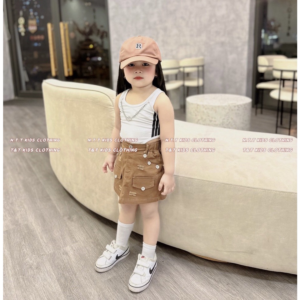 set chân váy thể thao trắng đại 20-30kg KÈM NÓN XINH CHO BÉ