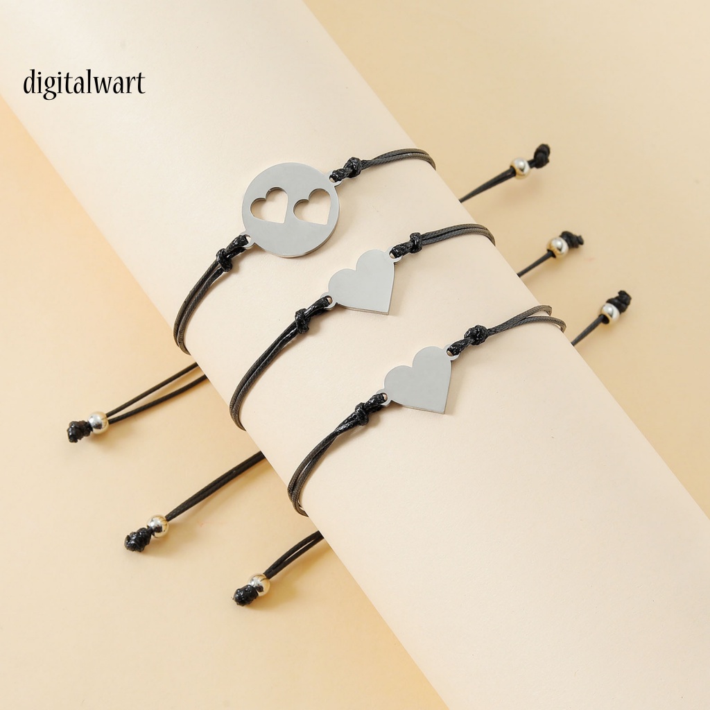 Kỹ Thuật Số| Set 3 Vòng Tay Trái Tim Rỗng Sáng Điều Chỉnh Được Cho Mẹ Và Bé