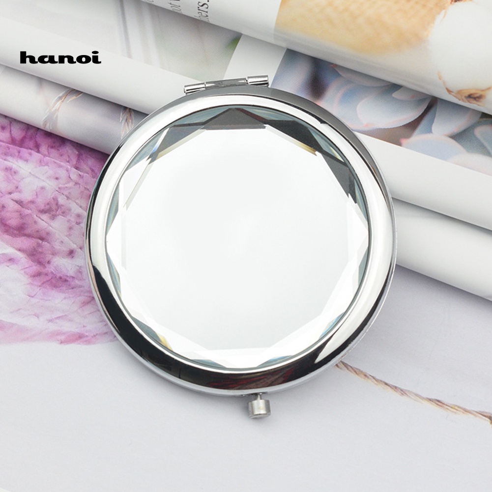 Gương Trang Điểm Mini Bỏ Túi Hình Tròn Hai Mặt Gấp Gọn Tiện Dụng