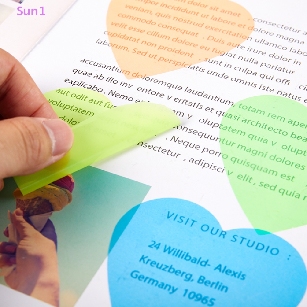 Sun1 > Giấy Ghi Chú Chống Thấm Nước Trong Suốt Họa Tiết Trái Tim Nhiều Màu Sắc Dành Cho Học Sinh / Văn Phòng