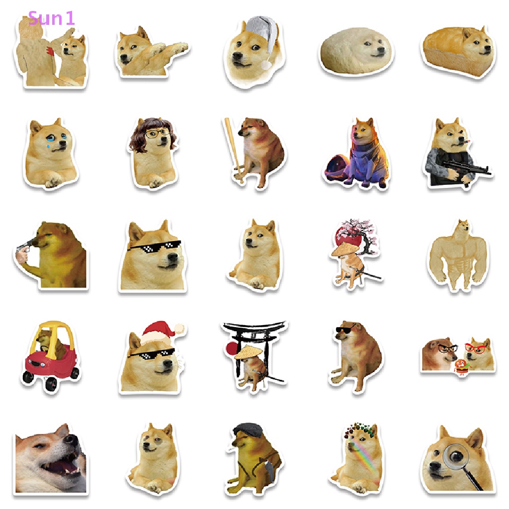 Bộ 50 Miếng Dán Hình Chú Chó Vui Nhộn Trang Trí Laptop / Vali / Điện Thoại / Ván Trượt DIY