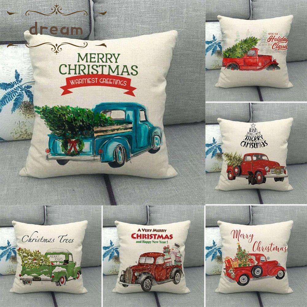 【DREAMLIFE】Pillowcase Christmas Linen Ornaments 45x45cm Chair Throw Christmas Decor