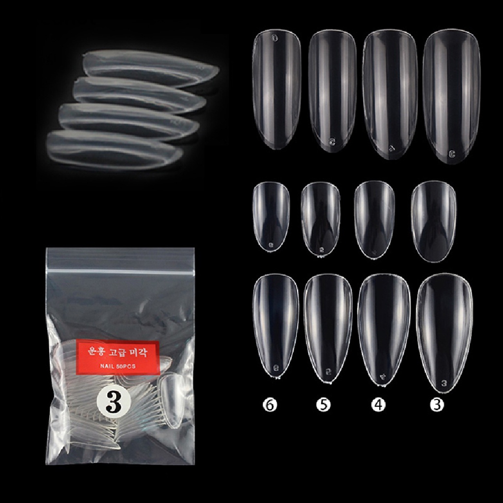 &lt; Redhot &gt; Hộp 50 Móng Tay Giả Trong Suốt Nhám Mờ Dạng Nhấn