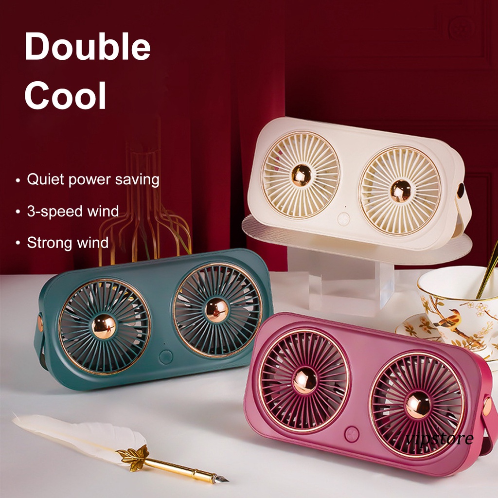 Quạt Mini Để Bàn 2000mAh Hai Cánh Bằng ABS Sạc USB Tiện Dụng