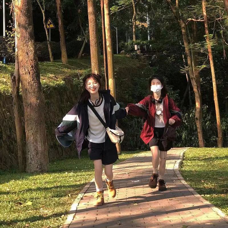 Áo Khoác Bóng Chày Màu Sắc Tương Phản Thêu Hình Ngôi Sao Thời Trang Cho Nữ