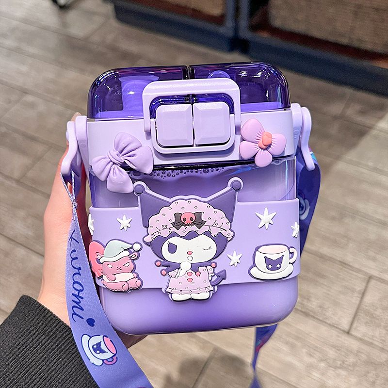 Bình Nước Hình Vuông Thiết Kế Dễ Thương Có Ống Hút Cho Bé Gái 2023