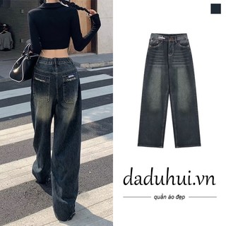 Daduhui New American Street Retro WOMEN'S Jeans High Waist Loose Wide Leg Pants plus Size Trousers