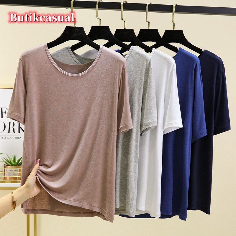 Áo Thun cotton Cổ Tròn Tay Ngắn Dáng Rộng Thời Trang Mùa Hè 2023 Cho Nữ