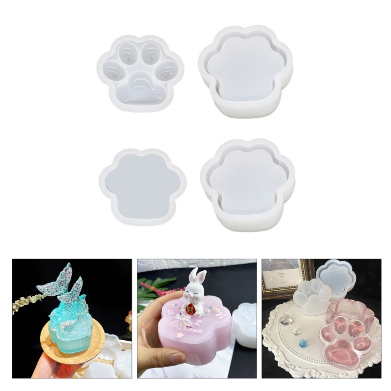 Khuôn Silicone Làm Hộp Trang Sức Hình Chân Mèo DIY
