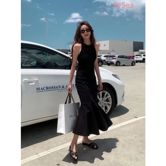 Đầm Đuôi Cá Sát Nách Màu Đen Thời Trang Cho Nữ